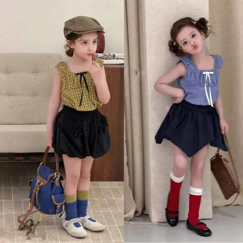 Children's clothing for girls: plaid bow top and pants set2026New summer children's clothing
Children's clothing for girls: plaid bow top and pants set2026New summer children's clothing