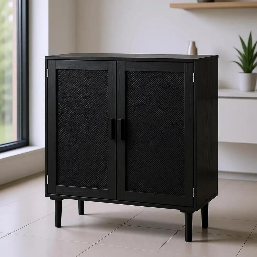 Rattan Sideboard Cabinet with 2 Magnetic Doors, Adjustable Shelves, Wooden Legs, and Power Cord Access, Ideal for Hallway, Entry
Rattan Sideboard Cabinet with 2 Magnetic Doors, Adjustable Shelves, Wooden Legs, and Power Cord Access, Ideal for Hallway, Entry