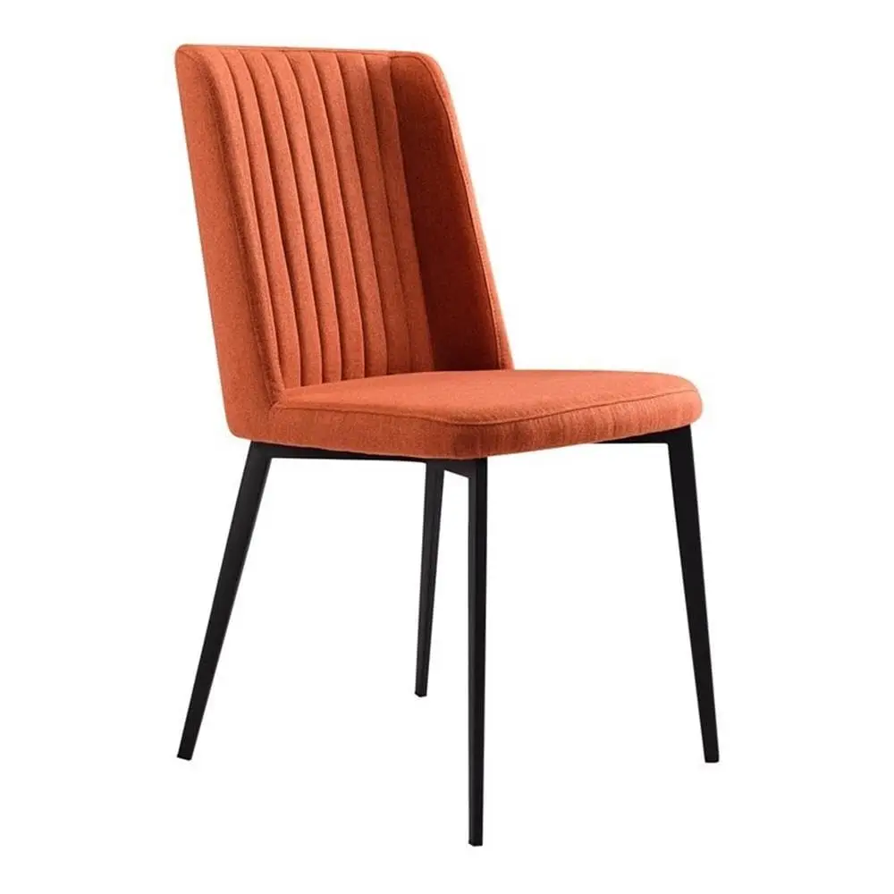 Modern Dining Chair Orange Fabric Upholstery Matte Black Metal Legs 19W x 22D x 35.5H Inch
Modern Dining Chair Orange Fabric Upholstery Matte Black Metal Legs 19W x 22D x 35.5H Inch