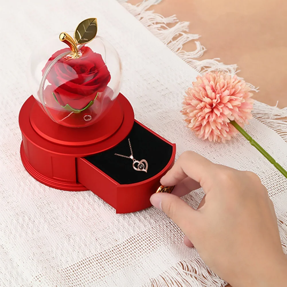 Plastic Preserved Rose with Necklace Eternal Rose Gifts Flower Jewelry Box Present for Valentines' Day Mother's Day Party Decors
Plastic Preserved Rose with Necklace Eternal Rose Gifts Flower Jewelry Box Present for Valentines' Day Mother's Day Party Decors
