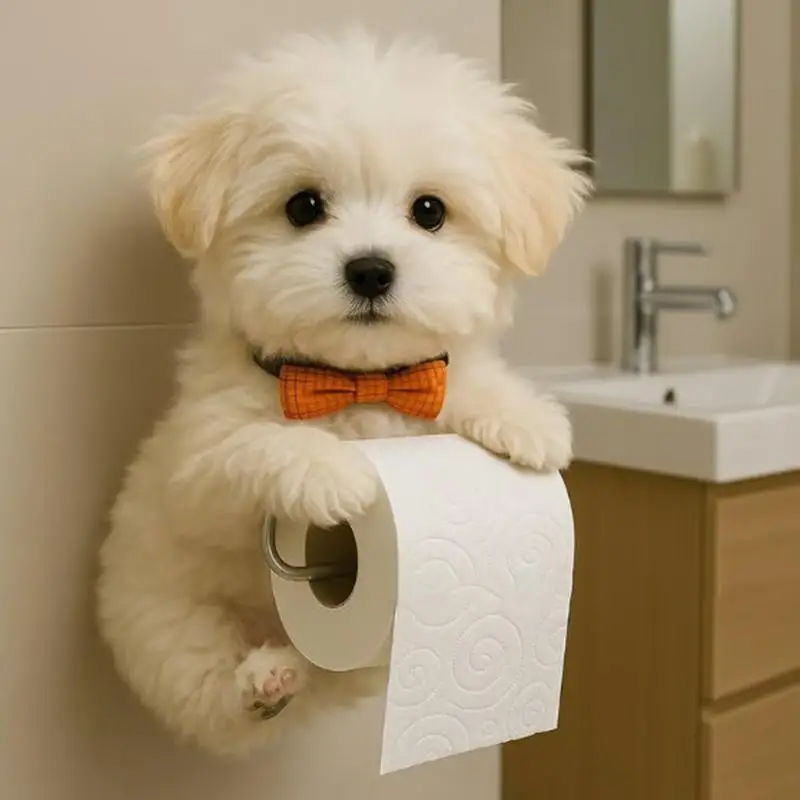 Dog Toilet Paper Holder Wall-Mounted Toilet Paper Holder Durable Resin Bathroom & Kitchen Tissue Roll Organizer Decor 
Dog Toilet Paper Holder Wall-Mounted Toilet Paper Holder Durable Resin Bathroom & Kitchen Tissue Roll Organizer Decor