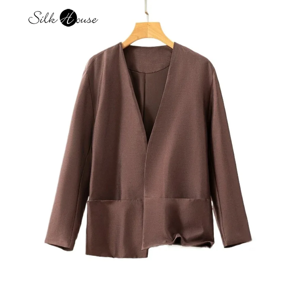 Женская модная осенняя одежда, 49% натуральный шелковый шелк, 51% шерсть, без воротника, темпераментный универсальный повседневный кофейный костюм, пальто
Женская модная осенняя одежда, 49% натуральный шелковый шелк, 51% шерсть, без воротника, темпераментный универсальный повседневный кофейный костюм, пальто