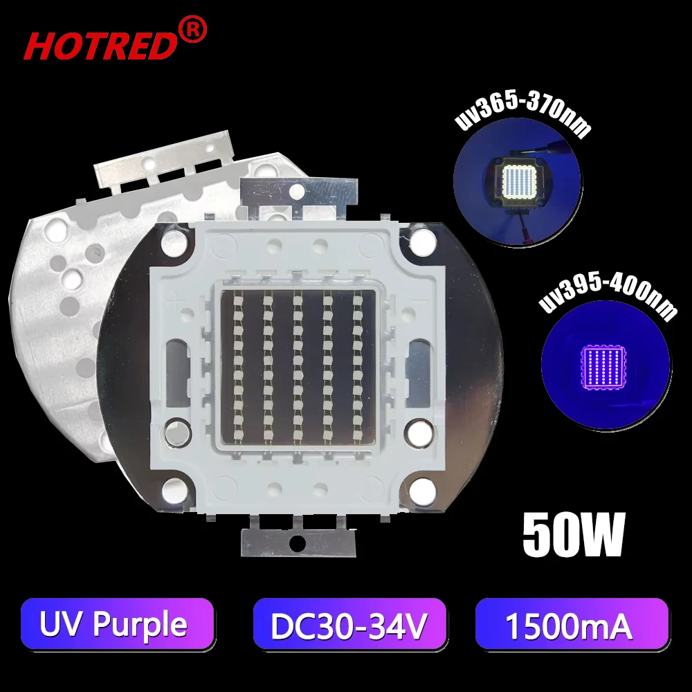 50W UV Purple LED Ultraviolet Bulbs Lamp Chips 365nm 370nm 395nm 400nm High Power COB Chip DC30-36V For UV Glue Curing Light Ink
50W UV Purple LED Ultraviolet Bulbs Lamp Chips 365nm 370nm 395nm 400nm High Power COB Chip DC30-36V For UV Glue Curing Light Ink