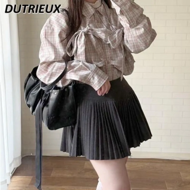 Spring Versatile Sweet Plaid Shirt Women's Heavy Industry Pleated Bow Base Blouse Temperament Long-sleeved Versatile Top
Spring Versatile Sweet Plaid Shirt Women's Heavy Industry Pleated Bow Base Blouse Temperament Long-sleeved Versatile Top