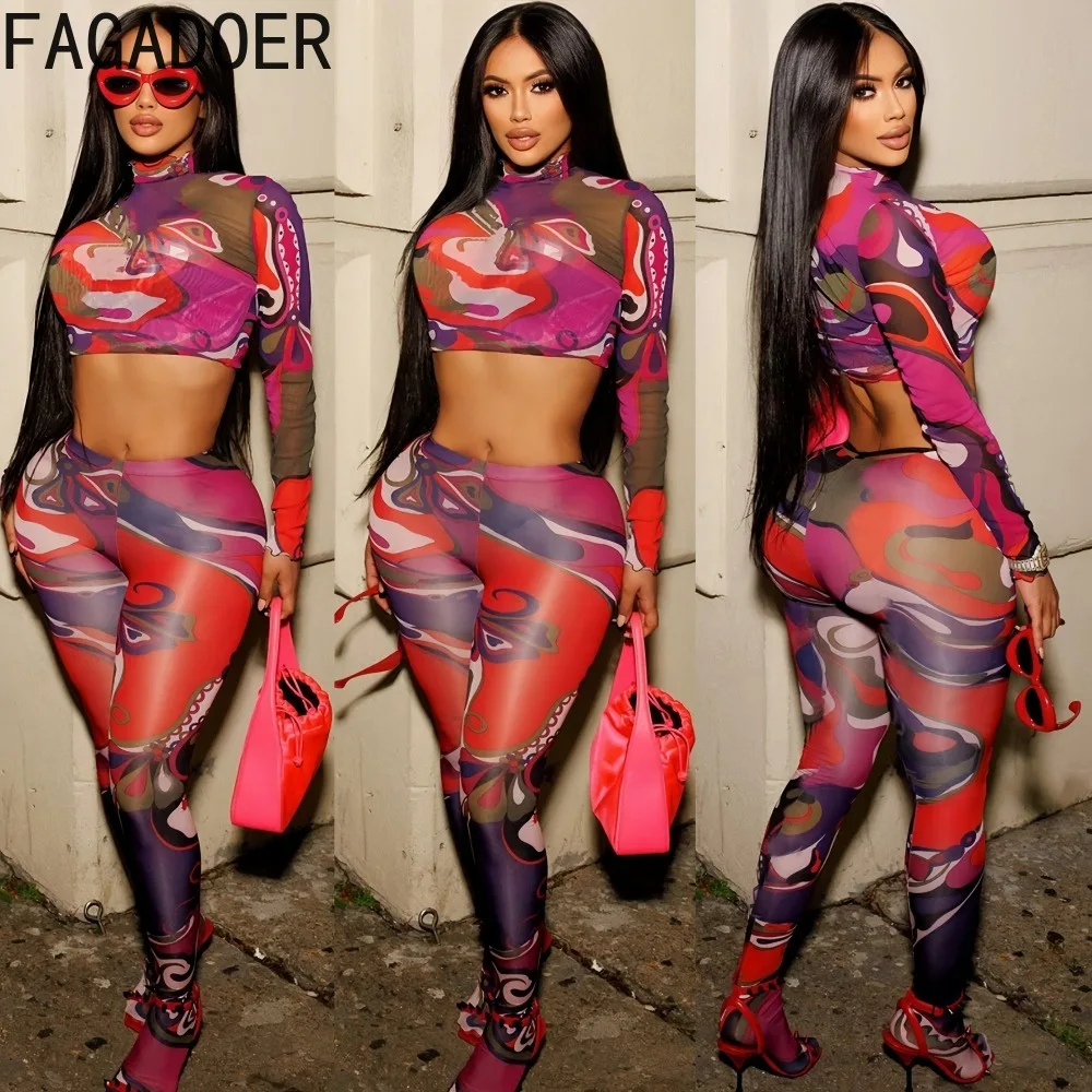FAGADOER сексуальный сетчатый узор с принтом, комплект из 2 предметов для женщин, прозрачный укороченный топ с длинными рукавами + брюки, одинаковая женская уличная одежда
FAGADOER сексуальный сетчатый узор с принтом, комплект из 2 предметов для женщин, прозрачный укороченный топ с длинными рукавами + брюки, одинаковая женская уличная одежда