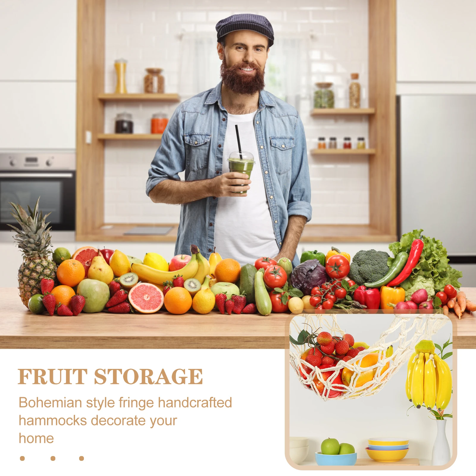 Fruit Hammock Banana Holder Multi Function Vegetable Basket Wood Hanging Storage Kitchen Home Accessories Decorative Fruit 
Fruit Hammock Banana Holder Multi Function Vegetable Basket Wood Hanging Storage Kitchen Home Accessories Decorative Fruit