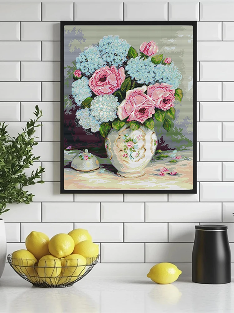 Modern Minimalist Cross Stitch Kit Rose And Hydrangea Handmade Bedroom Decor DIY Embroidery Cotton Fabric Floral Pattern
Modern Minimalist Cross Stitch Kit Rose And Hydrangea Handmade Bedroom Decor DIY Embroidery Cotton Fabric Floral Pattern