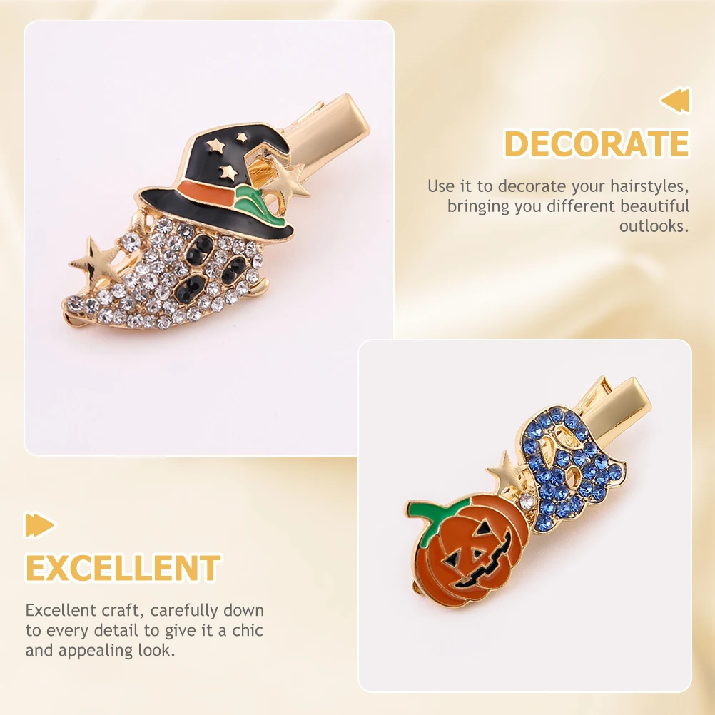 2pcs Halloween Hair Clips Rhinestone Hair Barrettes Gothic Pumpkin Ghost Hairpins Costume Party Carnival Cosplay Accessories
2pcs Halloween Hair Clips Rhinestone Hair Barrettes Gothic Pumpkin Ghost Hairpins Costume Party Carnival Cosplay Accessories