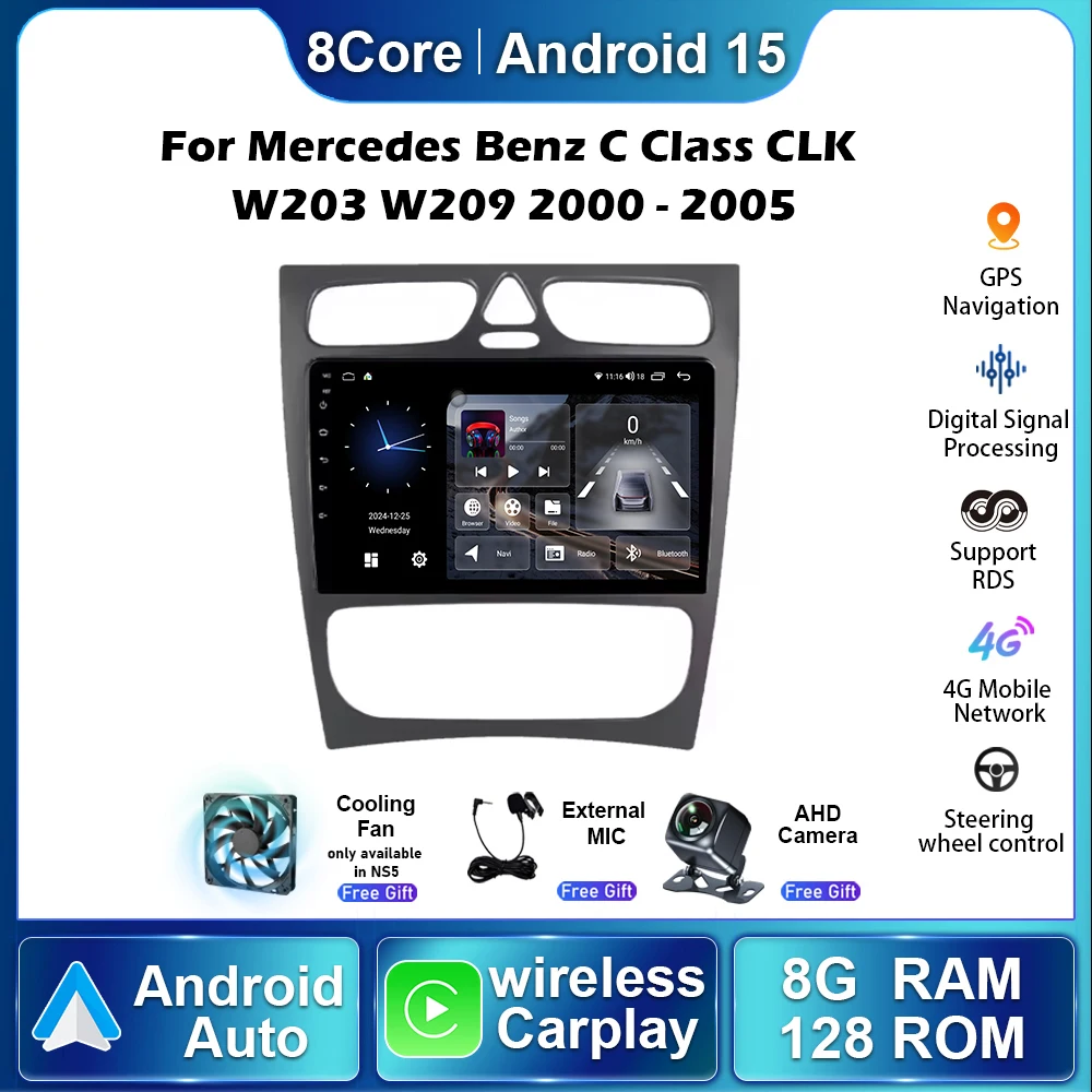 Car Radio For Mercedes Benz C Class CLK W203 W209 2000- 2005 Android Autoradio Stereo Carplay Navigation Multimedia Video Player
Car Radio For Mercedes Benz C Class CLK W203 W209 2000- 2005 Android Autoradio Stereo Carplay Navigation Multimedia Video Player