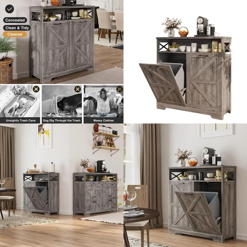 Double Cabinet for Trash & Recycling, Kitchen & Living Room, Grey
Double Cabinet for Trash & Recycling, Kitchen & Living Room, Grey