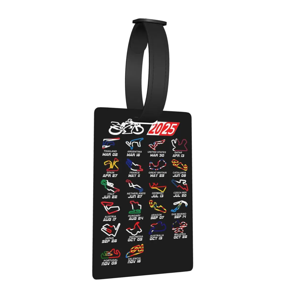 Бирки для багажа с изображением трасс MotoGP сезона 2025: аксессуары для чемоданов, дорожные бирки для багажа, держатели для идентификационных этикеток с именем, адресом и данными для регистрации на борту.
Бирки для багажа с изображением трасс MotoGP сезона 2025: аксессуары для чемоданов, дорожные бирки для багажа, держатели для идентификационных этикеток с именем, адресом и данными для регистрации на борту.