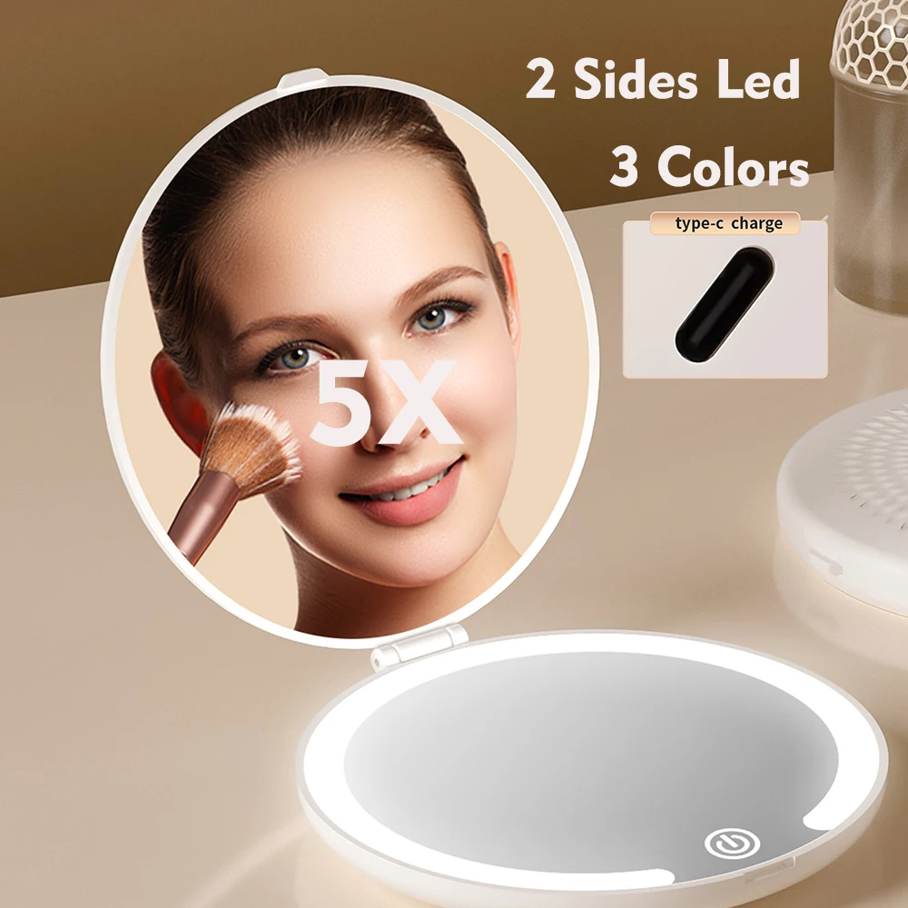 3 Colors Dimmable LED Makeup Mirror Hand held with Touch Screen double sided Fold Cosmetic Makeup-Mirror Rechargeable for Travel
3 Colors Dimmable LED Makeup Mirror Hand held with Touch Screen double sided Fold Cosmetic Makeup-Mirror Rechargeable for Travel