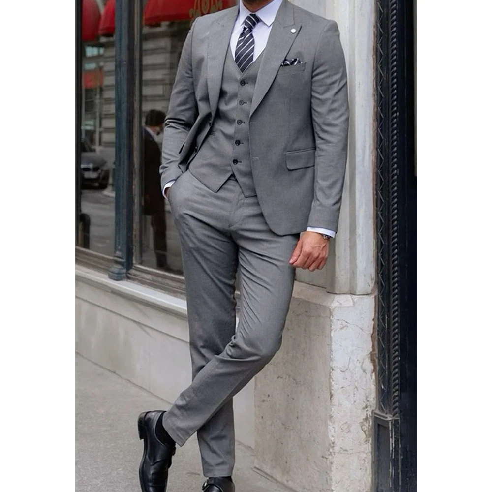 Мужской костюм из трех предметов, однобортный приталенный деловой костюм для мужчин, повседневная мода, формальный, элегантный, удобный, свадебный, офисный, Bl 
Мужской костюм из трех предметов, однобортный приталенный деловой костюм для мужчин, повседневная мода, формальный, элегантный, удобный, свадебный, офисный, Bl