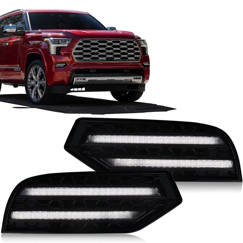 Светодиодные дневные ходовые огни, противотуманные фары для Toyota Sequoia 2023, DRL, янтарный последовательный указатель поворота
Светодиодные дневные ходовые огни, противотуманные фары для Toyota Sequoia 2023, DRL, янтарный последовательный указатель поворота