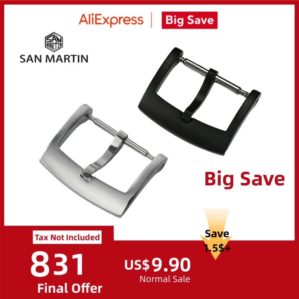 San Martin Watch Band Buckle 18mm Men Watchband Strap Silver Bronze 316L Stainless Steel Clasp Accessories For 62MAS 007 Watch
San Martin Watch Band Buckle 18mm Men Watchband Strap Silver Bronze 316L Stainless Steel Clasp Accessories For 62MAS 007 Watch