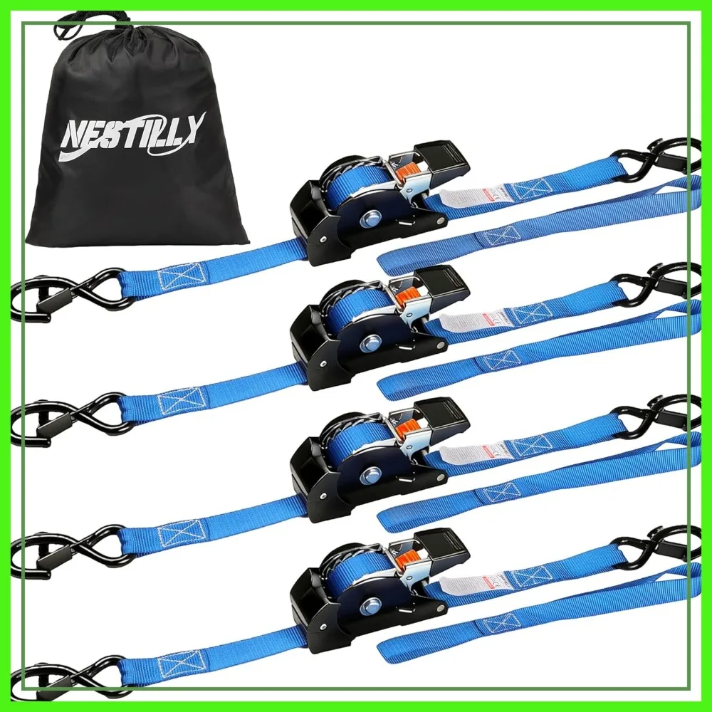 Retractable Ratchet Straps with Soft Loop (4-Pack) - 1" x 10ft - 1650lb Break Strength - Heavy Duty Self Retracting Tie Downs for Truck, Cargo, Motorcycle, ATV
Retractable Ratchet Straps with Soft Loop (4-Pack) - 1" x 10ft - 1650lb Break Strength - Heavy Duty Self Retracting Tie Downs for Truck, Cargo, Motorcycle, ATV