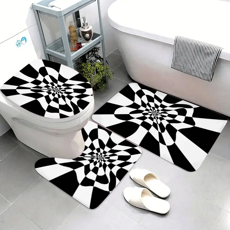 3 Piece Optical Illusion Black White Swirl Flannel Bath Mat Set Non Slip Absorbent Toilet Rug Bathroom Kitchen Door Mat Washable
3 Piece Optical Illusion Black White Swirl Flannel Bath Mat Set Non Slip Absorbent Toilet Rug Bathroom Kitchen Door Mat Washable