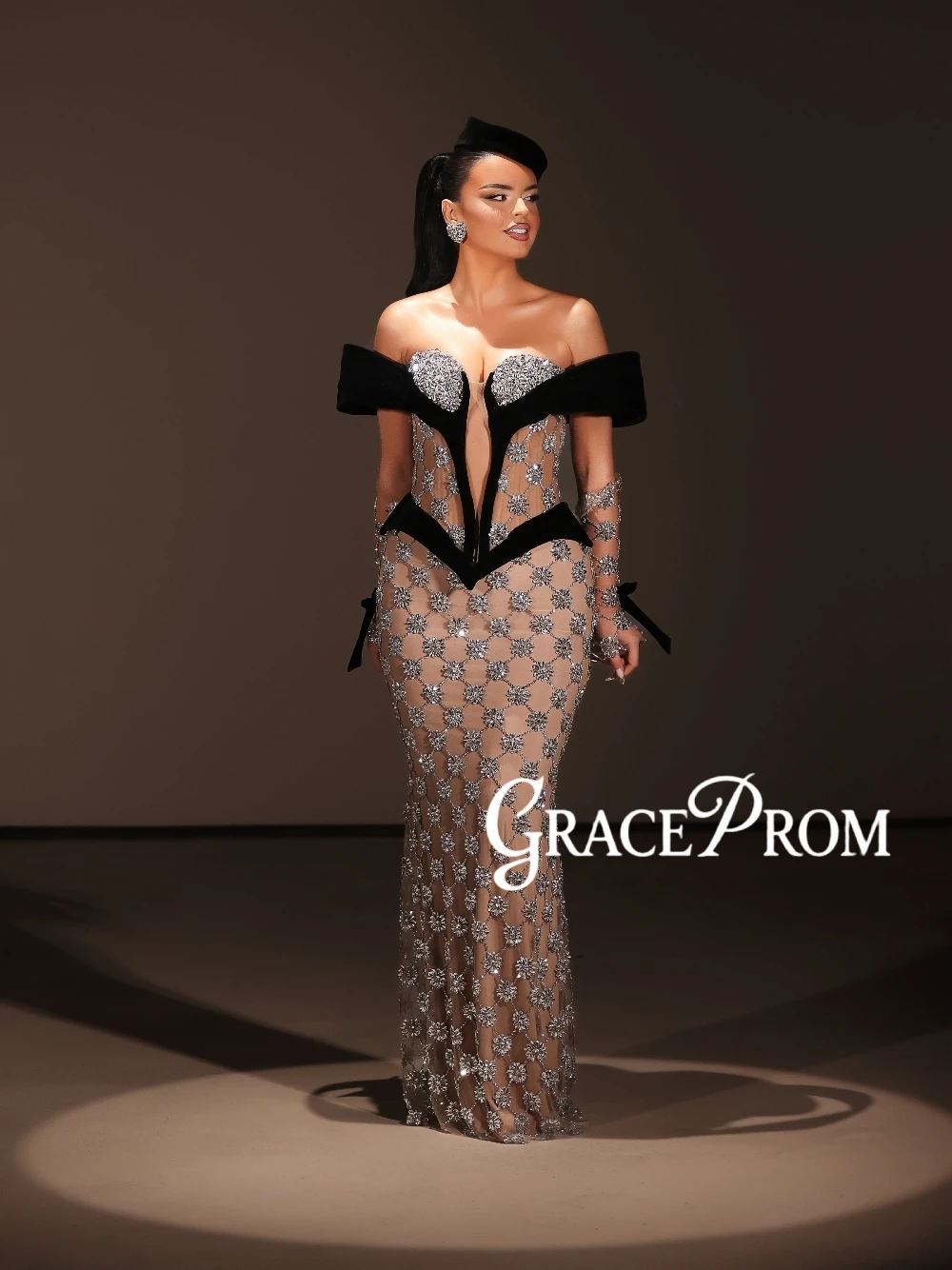 GRACEPROM Sliver Rhinestones Evening Dress Opulent Intricate Dubai Black Off Shoulder Prom Gown Customized Mermaid Long Wear
GRACEPROM Sliver Rhinestones Evening Dress Opulent Intricate Dubai Black Off Shoulder Prom Gown Customized Mermaid Long Wear