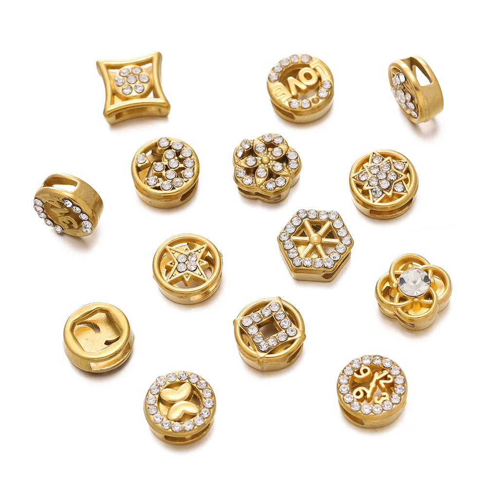 2Pcs Stainless Steel 14 Styles Irregular Shape Spacer Beads with Zircon for DIY Necklace Bracelets Jewelry Making Accessories
2Pcs Stainless Steel 14 Styles Irregular Shape Spacer Beads with Zircon for DIY Necklace Bracelets Jewelry Making Accessories