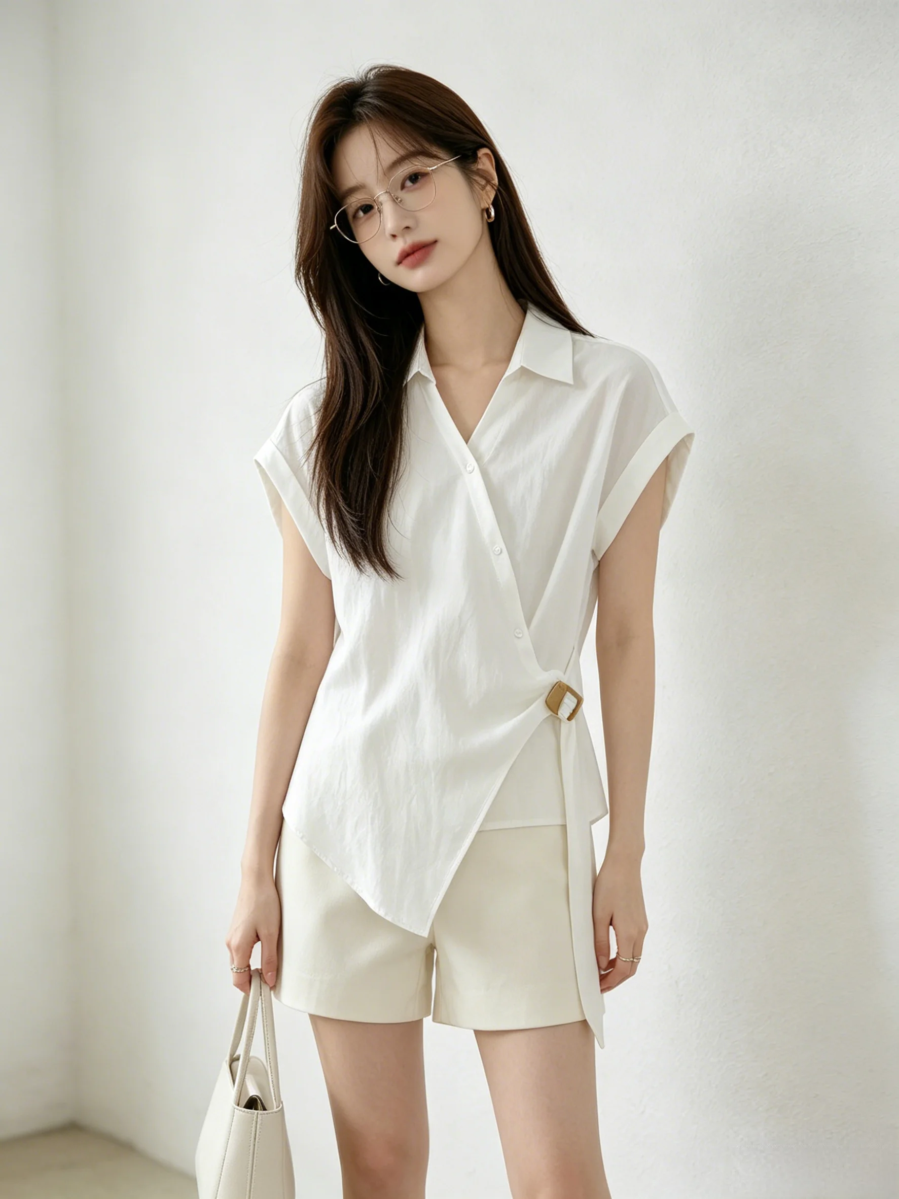 Korean Style V-Neck Shirt Skin-Friendly Bow-Tie Asymmetrical Slimming Top Youthful Design Short-Sleeved Women's Casual Shirt
Korean Style V-Neck Shirt Skin-Friendly Bow-Tie Asymmetrical Slimming Top Youthful Design Short-Sleeved Women's Casual Shirt