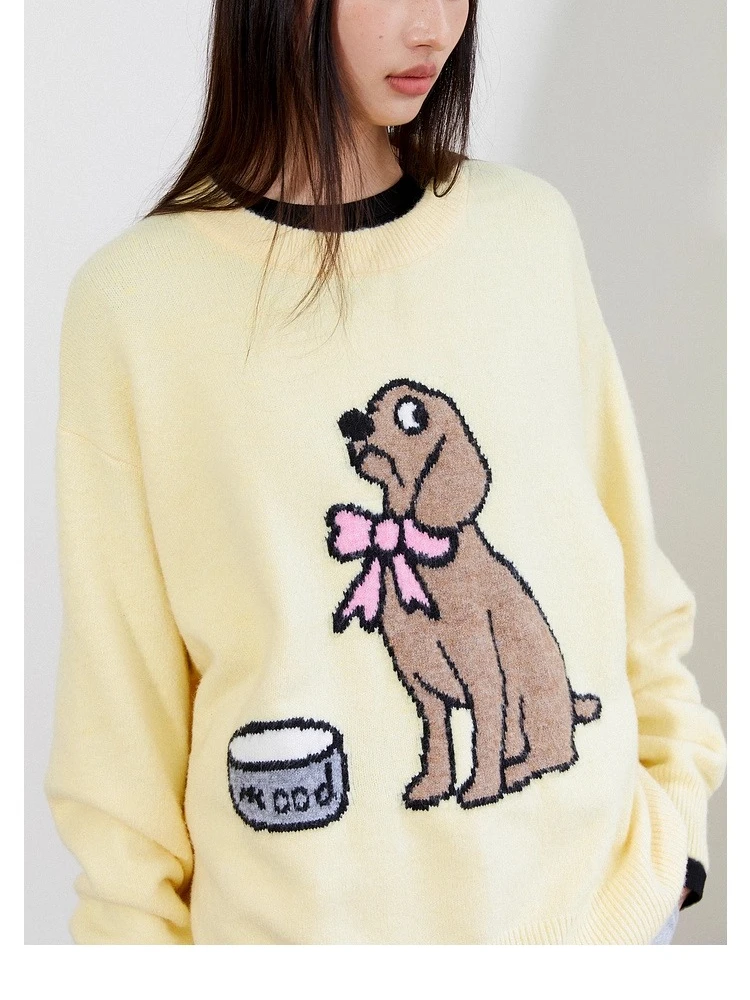 harajuku sweet Yellow Crew Neck Sweater with Cute Dog Pattern, Loose Fit Knitted Pullover, Kawaii Casual Style for Spring Autumn
harajuku sweet Yellow Crew Neck Sweater with Cute Dog Pattern, Loose Fit Knitted Pullover, Kawaii Casual Style for Spring Autumn