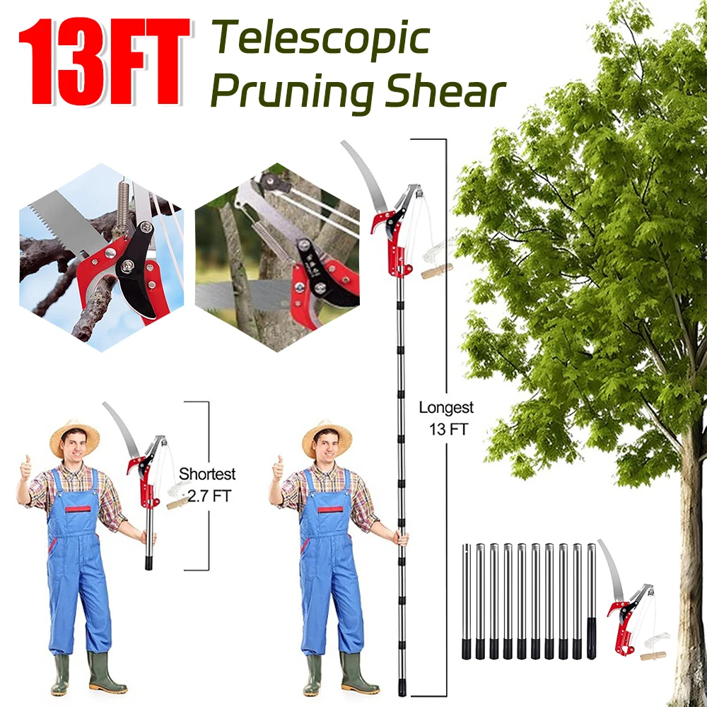 13ft Extendable Splicing Rod Trimming Tool with Handle Telescopic Pruning Shears for Fresh Branch Plant Flower Garden Tools
13ft Extendable Splicing Rod Trimming Tool with Handle Telescopic Pruning Shears for Fresh Branch Plant Flower Garden Tools