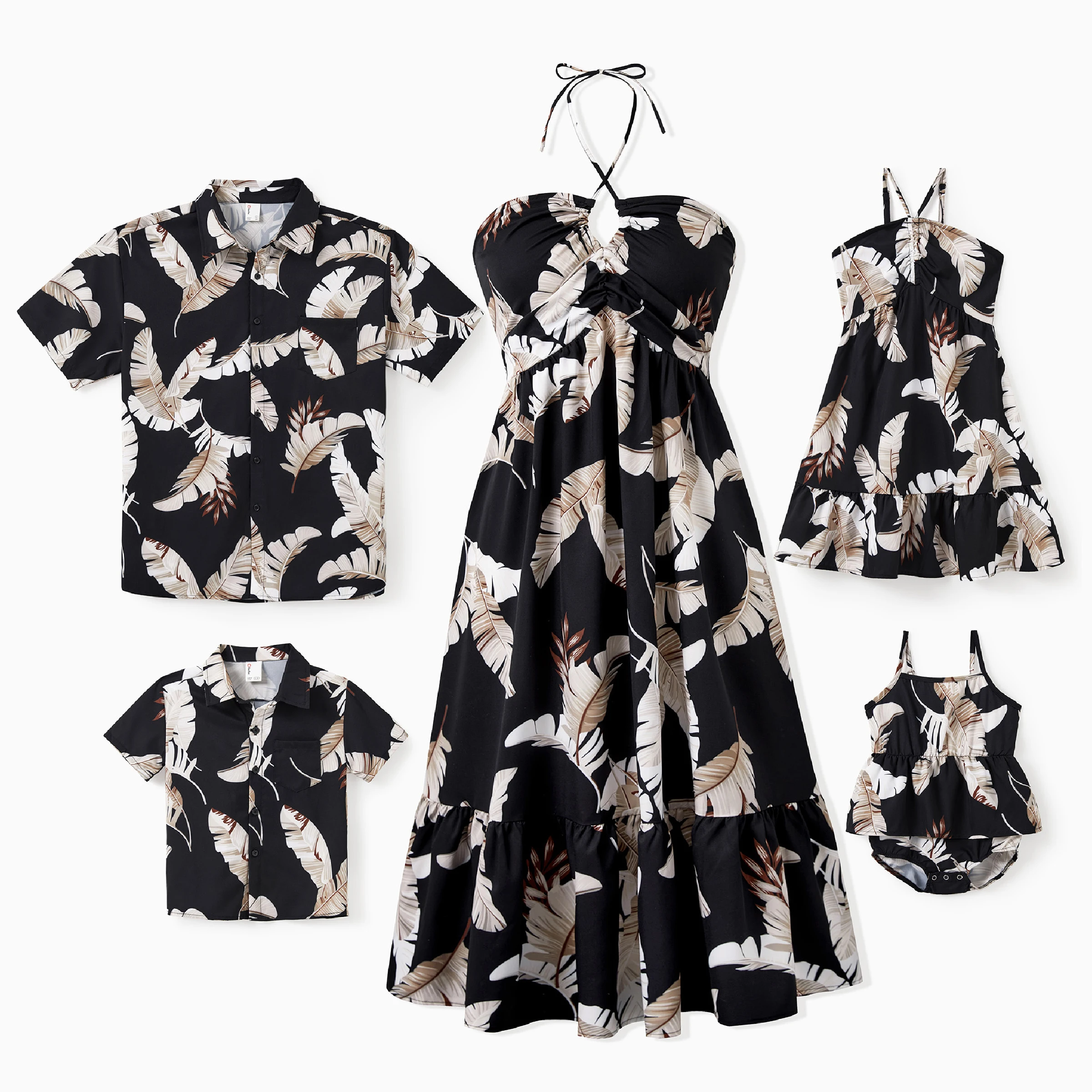 PatPat Family Matching Set Leaf Print Black Short-sleeve Shirt or Sleeveless Halter Dress
PatPat Family Matching Set Leaf Print Black Short-sleeve Shirt or Sleeveless Halter Dress