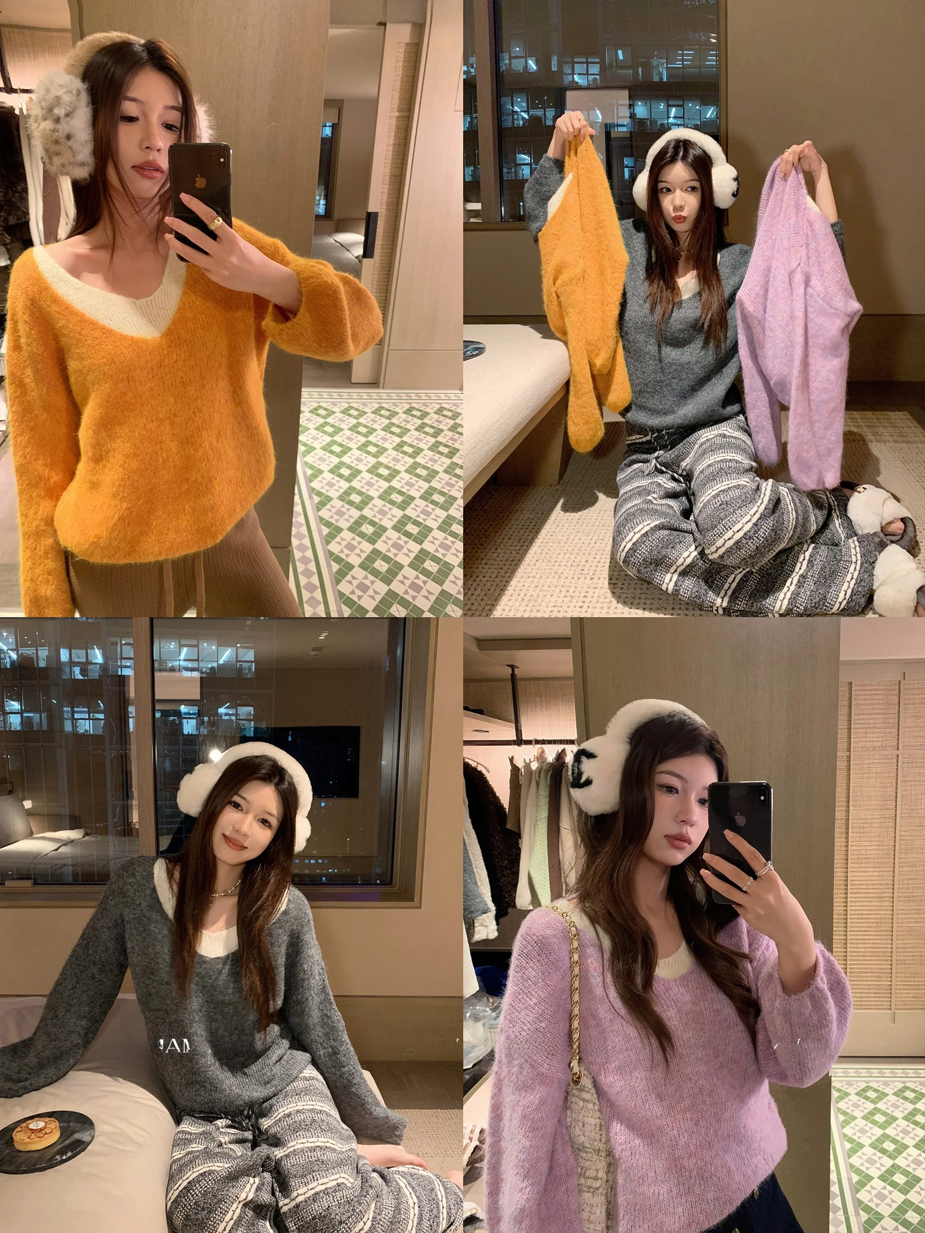 Свободный вязаный свитер с круглым вырезом, имитация двухслойности, мягкий и уютный, женский, в полоску, с V-образным вырезом, новинка зимы
Свободный вязаный свитер с круглым вырезом, имитация двухслойности, мягкий и уютный, женский, в полоску, с V-образным вырезом, новинка зимы