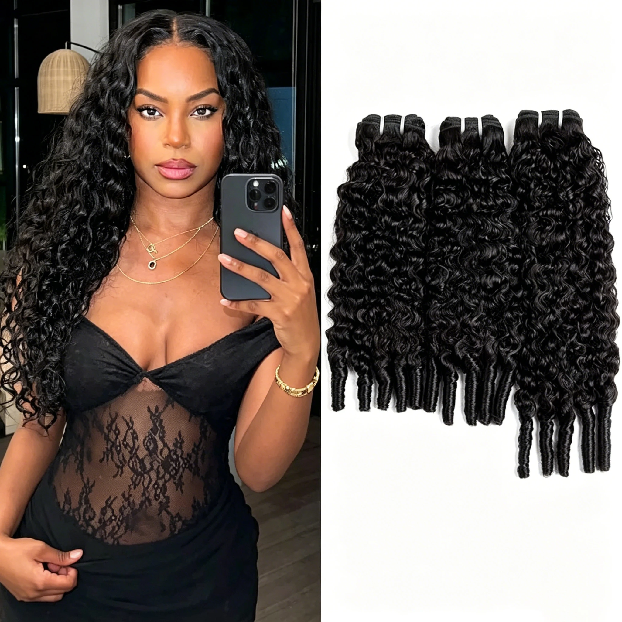 Curly Human Hair Bundles 18 18 20 Inches 3Pcs Water Wave Burmese Curly Bundles Human Hair Weave with Spiral End Quick Weave Hair for Women Natural Black
Curly Human Hair Bundles 18 18 20 Inches 3Pcs Water Wave Burmese Curly Bundles Human Hair Weave with Spiral End Quick Weave Hair for Women Natural Black