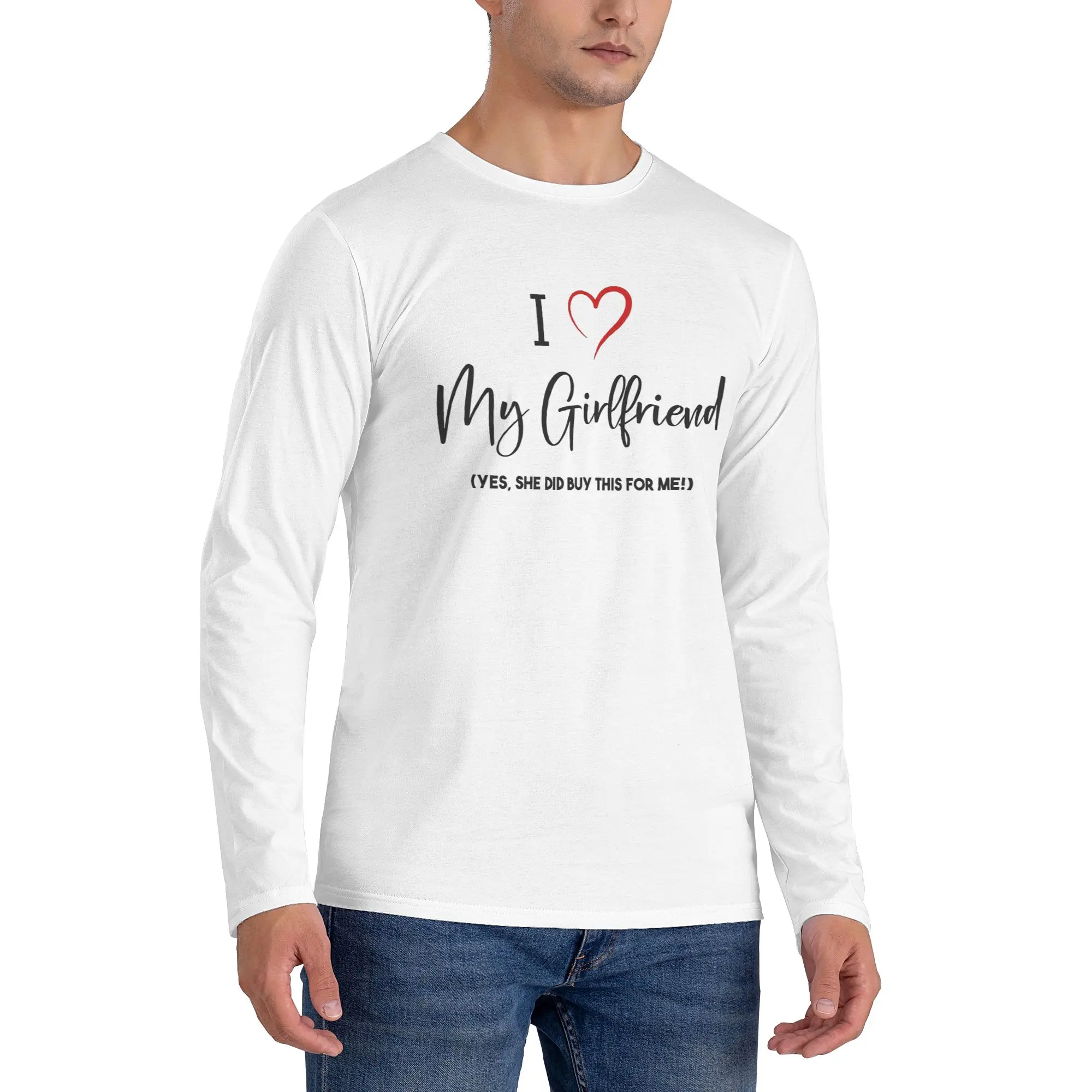I Love My Girlfriend (Black Ver.) Men's Long Sleeved T-shirt Breathable Round Neck T shirts Spring and Autumn Men tops
I Love My Girlfriend (Black Ver.) Men's Long Sleeved T-shirt Breathable Round Neck T shirts Spring and Autumn Men tops