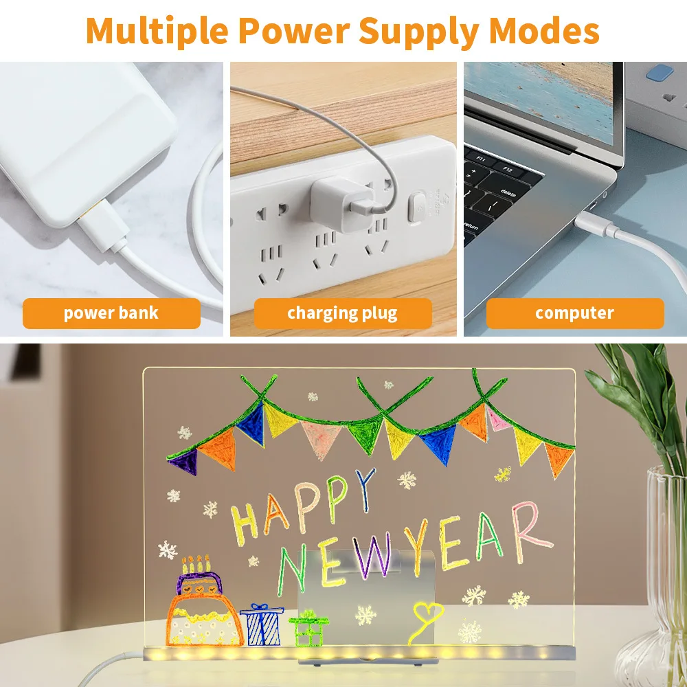 LED wiping board with bracket, illuminated message board, creative acrylic message board
LED wiping board with bracket, illuminated message board, creative acrylic message board