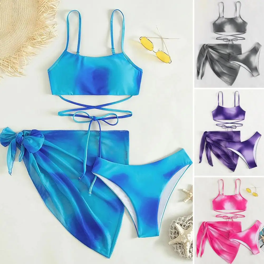 Women Bikini Set Suspenders Drawstring Tie-Dye Swimming Bra Briefs Set With Cover Up Skirt Beachwear
Women Bikini Set Suspenders Drawstring Tie-Dye Swimming Bra Briefs Set With Cover Up Skirt Beachwear