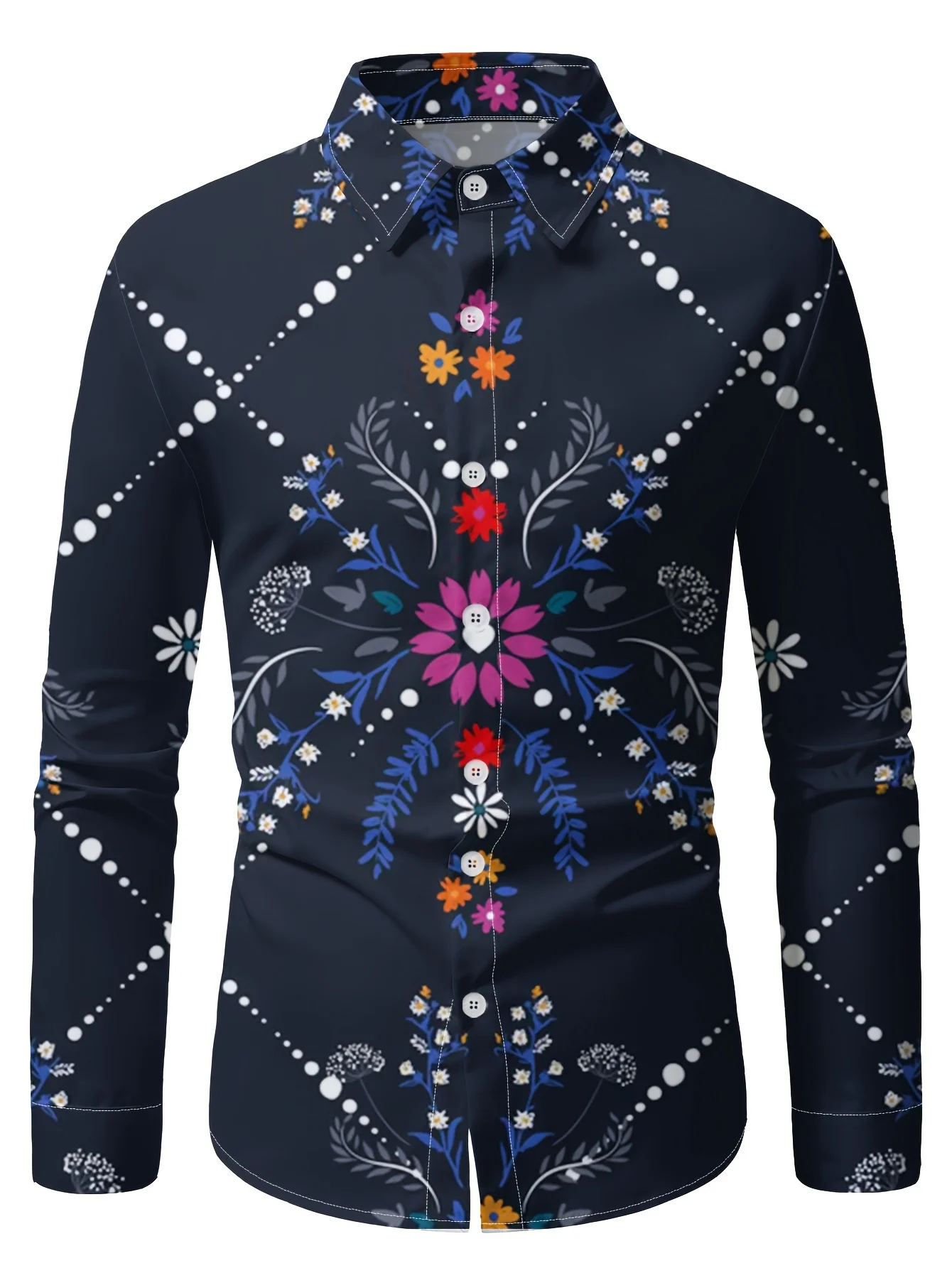 Men's Casual Floral Print Tuxedo Shirt Lapel Collar Tops Casual Long Sleeve Shirts Men's Oversized Clothing 100% Polyester
Men's Casual Floral Print Tuxedo Shirt Lapel Collar Tops Casual Long Sleeve Shirts Men's Oversized Clothing 100% Polyester