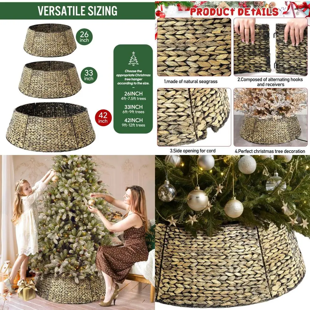 Rustic 42 Rattan Christmas Tree Skirt - Farmhouse Style Tree Base Cover for Holiday Home Decor
Rustic 42 Rattan Christmas Tree Skirt - Farmhouse Style Tree Base Cover for Holiday Home Decor