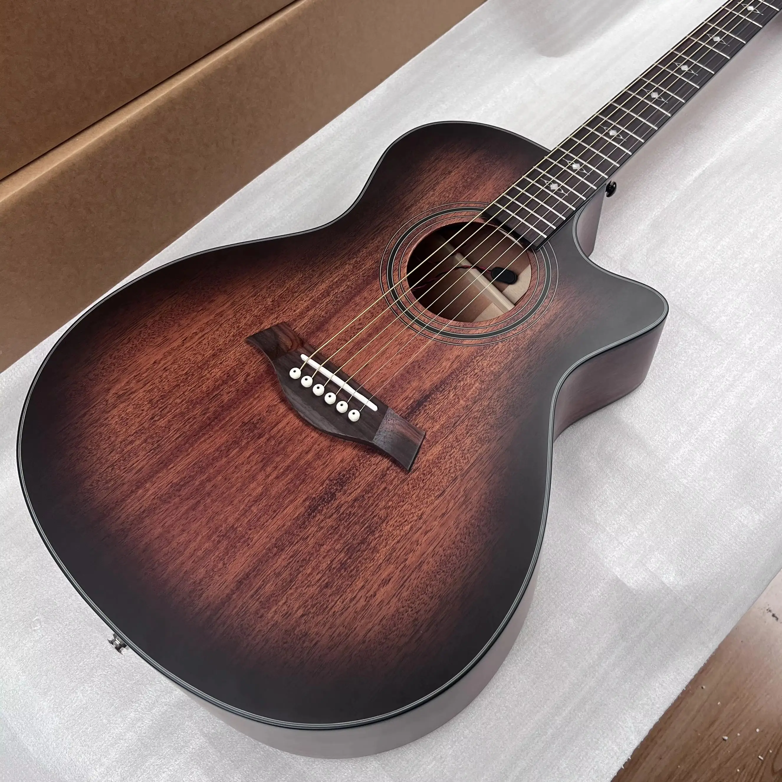 322- Acoustic Guitar C-E Matte Finish color with Rosewood fretboard with pickups Solid Mahogany Top Abalone Inlay
322- Acoustic Guitar C-E Matte Finish color with Rosewood fretboard with pickups Solid Mahogany Top Abalone Inlay