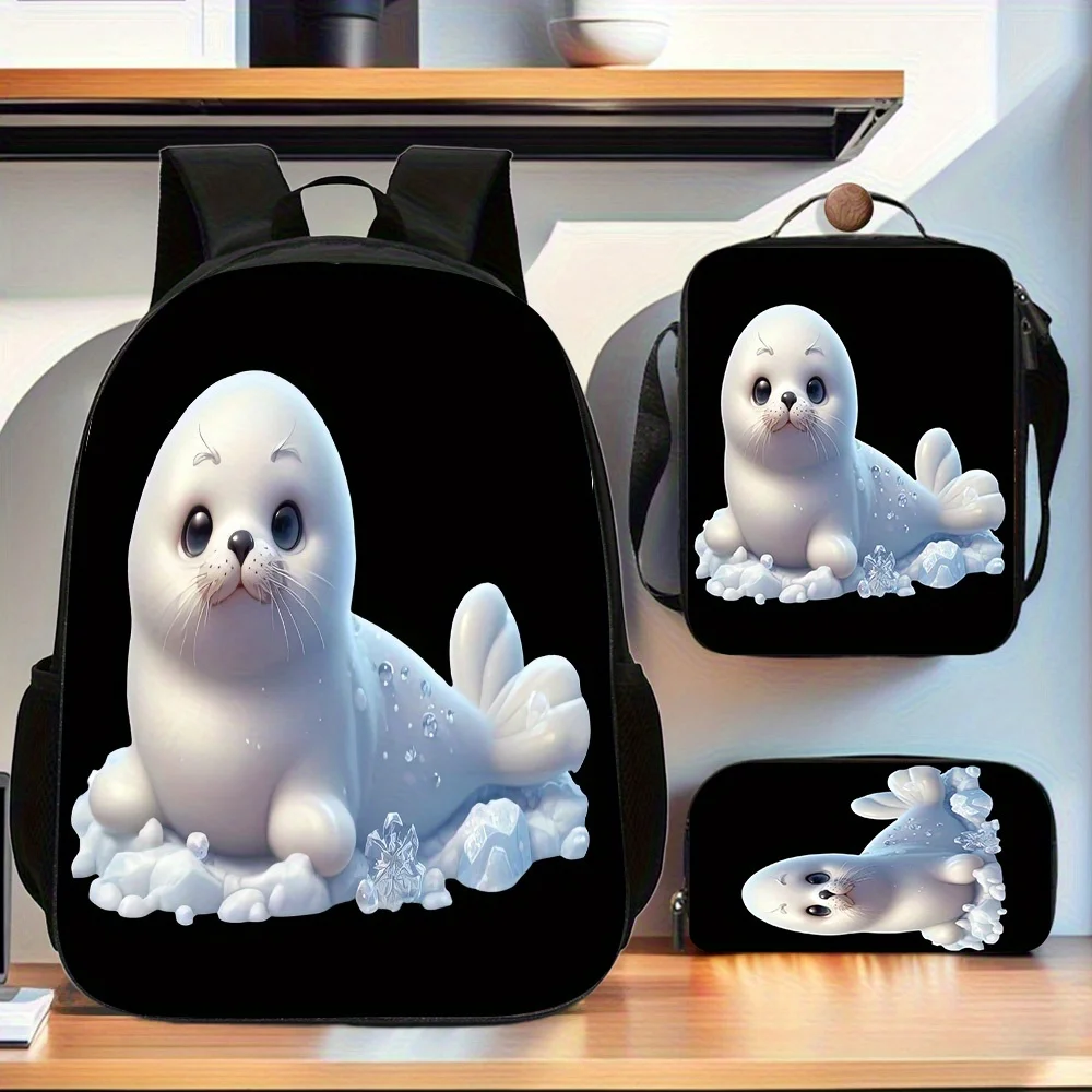 Seal 3pcs Trendy Backpack Set, backpack lunch bag pencil case set with adjustable shoulder straps and zippered handbag with larg
Seal 3pcs Trendy Backpack Set, backpack lunch bag pencil case set with adjustable shoulder straps and zippered handbag with larg
