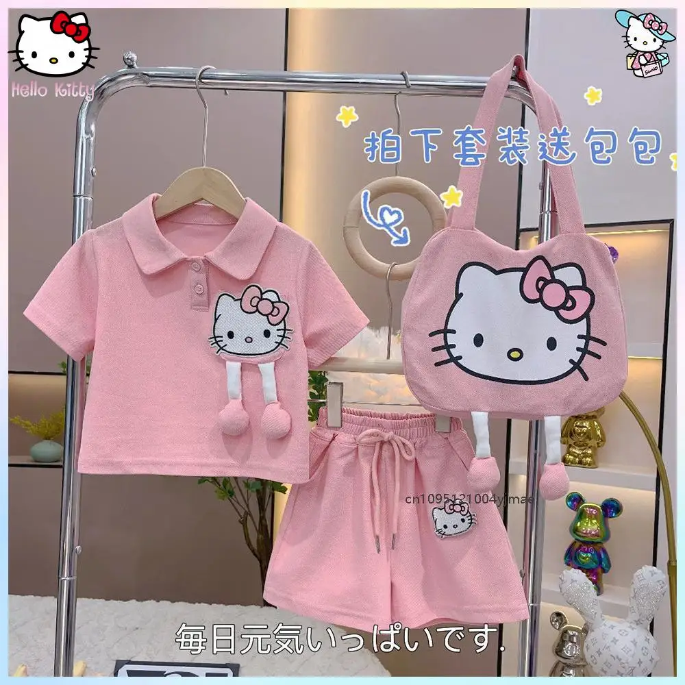 Комплект шорт с короткими рукавами для девочек «Hello Kitty», аниме Kawaii Sanrio, корейский студенческий мультфильм, модный повседневный спортивный комплект с милым кукольным воротником
Комплект шорт с короткими рукавами для девочек «Hello Kitty», аниме Kawaii Sanrio, корейский студенческий мультфильм, модный повседневный спортивный комплект с милым кукольным воротником