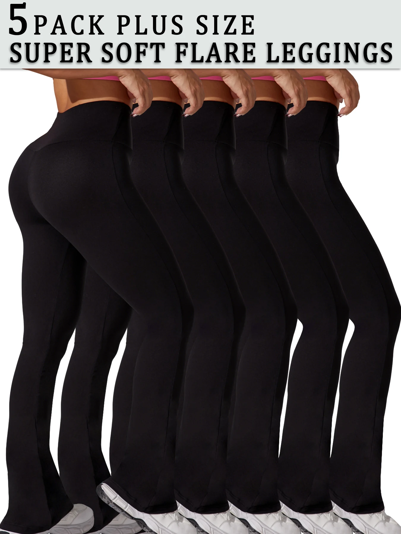 5 Pack Plus Size Women's Super Soft High Waisted Flare Pants, Leggings Tummy Control Soft Bootleg Bell Bottoms Running
5 Pack Plus Size Women's Super Soft High Waisted Flare Pants, Leggings Tummy Control Soft Bootleg Bell Bottoms Running