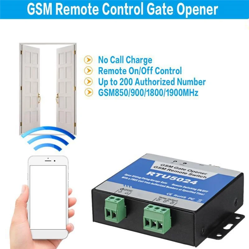 RTU5024 GSM Gate Opener Relay Switch Wireless Remote Control Door Access Long Antenna 850/900/1800/1900Mhz
RTU5024 GSM Gate Opener Relay Switch Wireless Remote Control Door Access Long Antenna 850/900/1800/1900Mhz