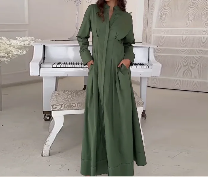 Casual Women's Dresses V-Neck Slim Fit Long Sleeved Green Dress for Women Elegant Spring Waist Cinched A-Line Urban Long Dress
Casual Women's Dresses V-Neck Slim Fit Long Sleeved Green Dress for Women Elegant Spring Waist Cinched A-Line Urban Long Dress