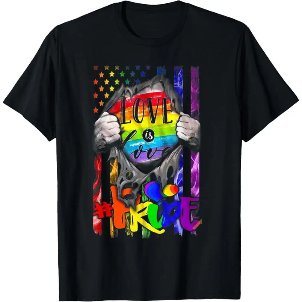Patriotic "Love is Love" Rainbow Flag T-Shirt, Pride Month LGBTQ Graphic Tee, Casual Top for Gay Pride Parade & Party
Patriotic "Love is Love" Rainbow Flag T-Shirt, Pride Month LGBTQ Graphic Tee, Casual Top for Gay Pride Parade & Party
