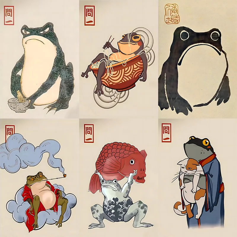 Japanese frog poster canvas painting funny frog aesthetic print room decoration club wall art artwork by Master Matsumoto
Japanese frog poster canvas painting funny frog aesthetic print room decoration club wall art artwork by Master Matsumoto