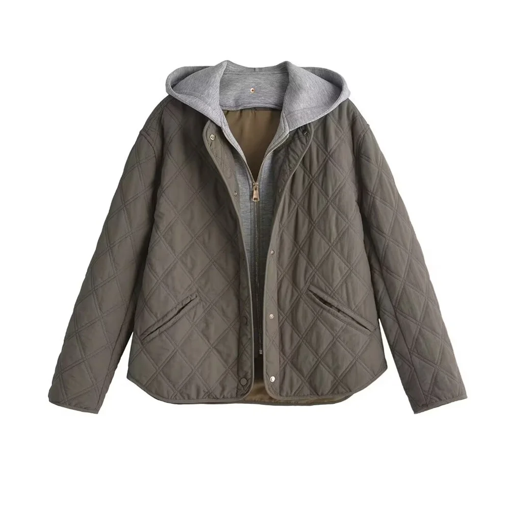 UNIZERA autumn and winter new products fashionable casual women's clothing splicing hooded diamond grid quilted cotton jacket
UNIZERA autumn and winter new products fashionable casual women's clothing splicing hooded diamond grid quilted cotton jacket