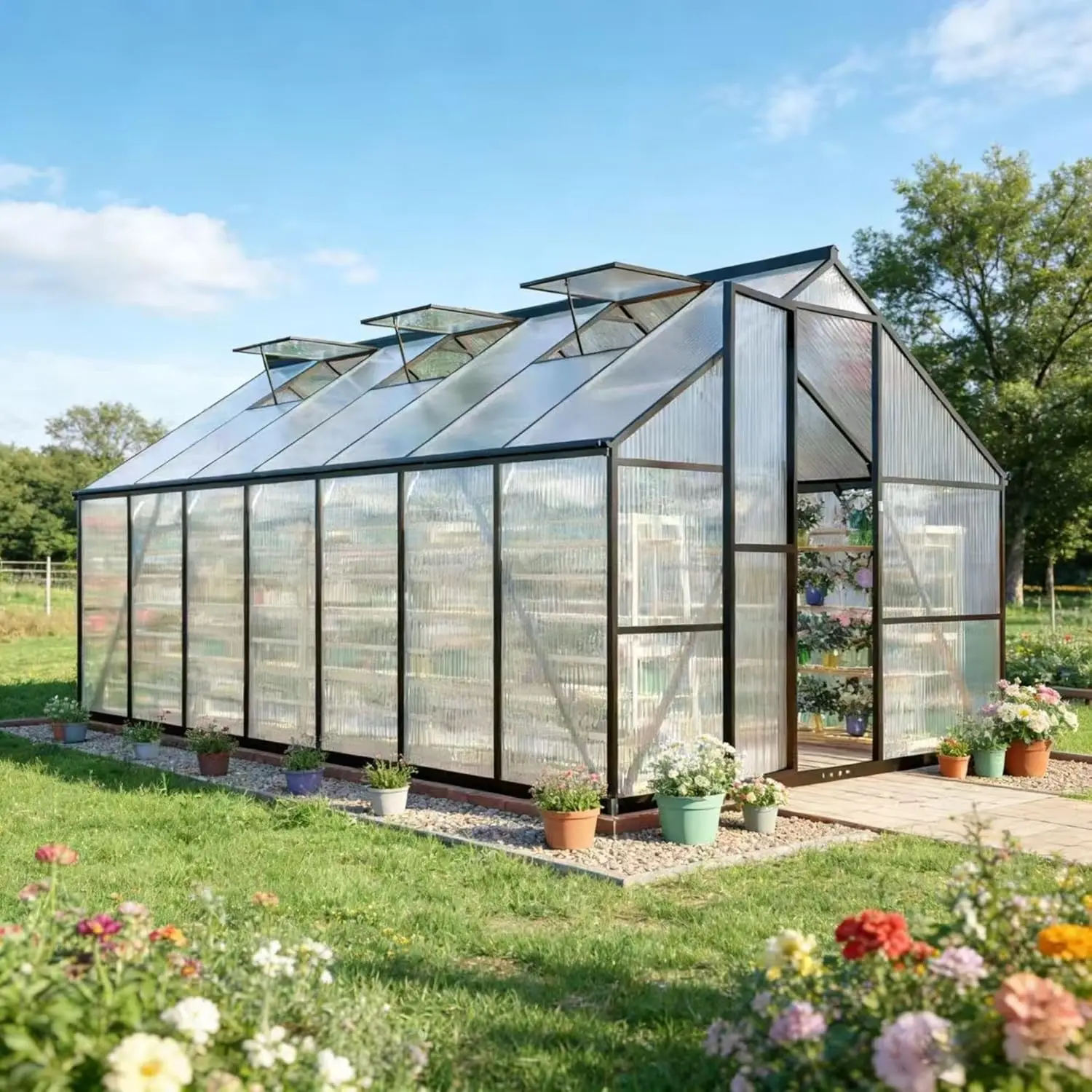 8x14FT Polycarbonate Greenhouse Aluminum Frame UV Block Yard Garden Hobby Customized
8x14FT Polycarbonate Greenhouse Aluminum Frame UV Block Yard Garden Hobby Customized