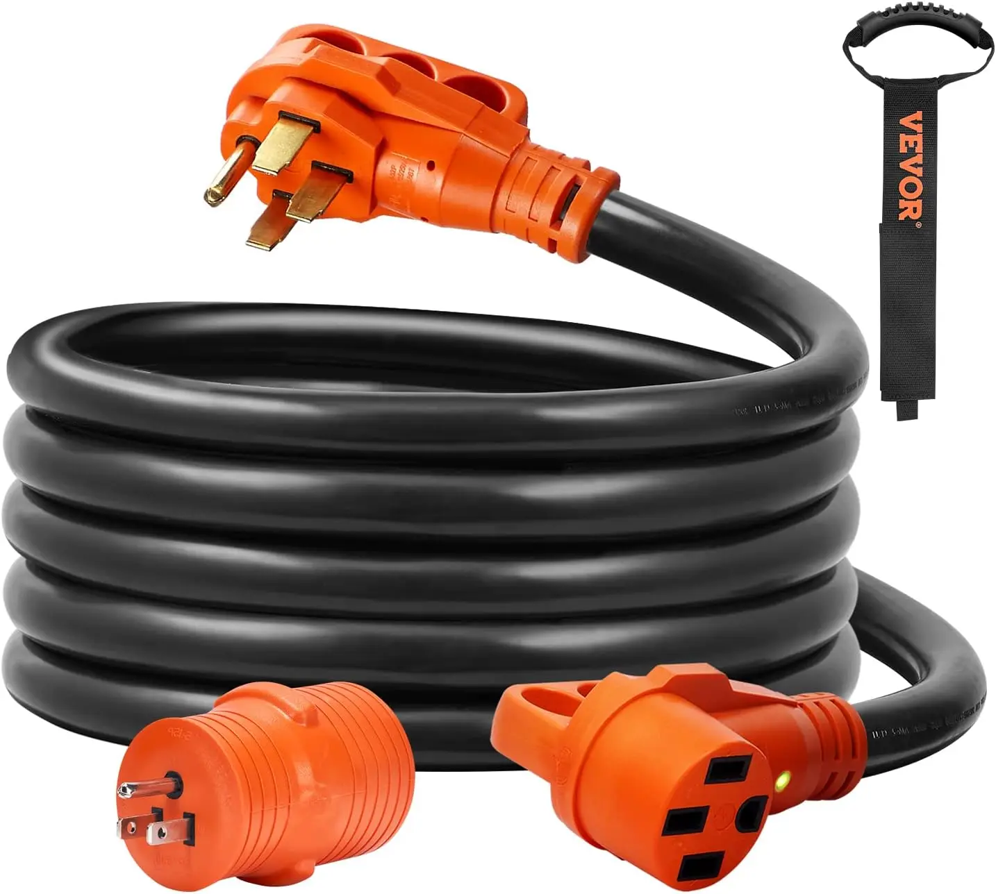 50 Amp RV Extension Cord, 15 ft, Heavy Duty STW 6/3+8/1 AWG RV Power Cord, NEMA 14-50R Female NEMA 14-50P Male Plug
50 Amp RV Extension Cord, 15 ft, Heavy Duty STW 6/3+8/1 AWG RV Power Cord, NEMA 14-50R Female NEMA 14-50P Male Plug