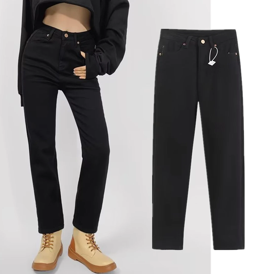 Maxdutti Cloth Fashion Black Denim Pants New Women's For Winter Plush Warm Jeans Women
Maxdutti Cloth Fashion Black Denim Pants New Women's For Winter Plush Warm Jeans Women