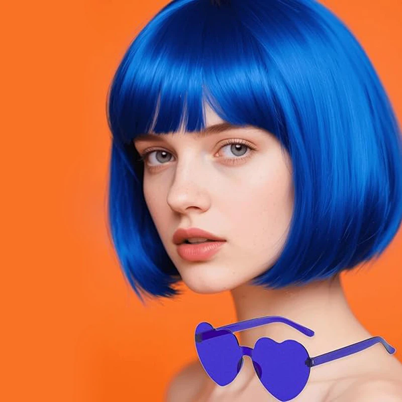 Blue female students, European and American fashion trend , short hair bob wig for daily wear
Blue female students, European and American fashion trend , short hair bob wig for daily wear