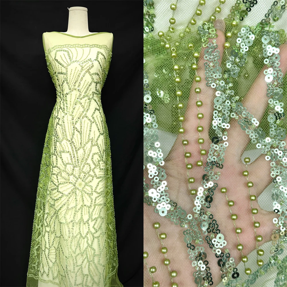 Green French Sequins Net Lace Fabric 2025 High Quality African Beaded Lace Fabric Nigerian Embroidery Tulle Party Lace Fabric
Green French Sequins Net Lace Fabric 2025 High Quality African Beaded Lace Fabric Nigerian Embroidery Tulle Party Lace Fabric