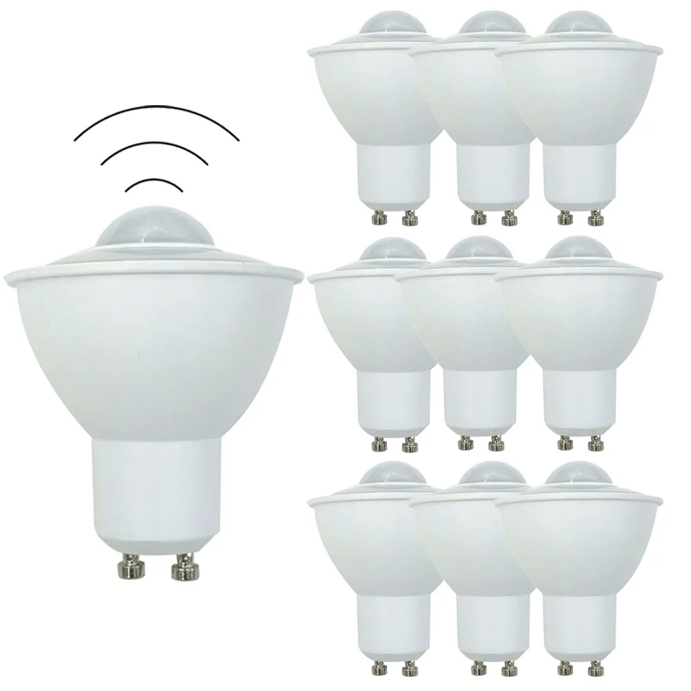 10-Piece PIR LED Lamp Motion Sensor Light Bulb 6W GU10 Patio Corridor Porch Light Automatical Detective Lighting Bulb Night Lamp
10-Piece PIR LED Lamp Motion Sensor Light Bulb 6W GU10 Patio Corridor Porch Light Automatical Detective Lighting Bulb Night Lamp