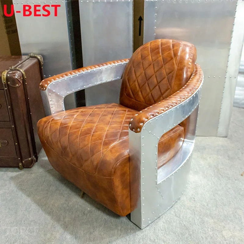U-Best European And American Style Industrial Creative Designer Sofa Chair Vintage Aluminum Leather Single Sofa Chair
U-Best European And American Style Industrial Creative Designer Sofa Chair Vintage Aluminum Leather Single Sofa Chair